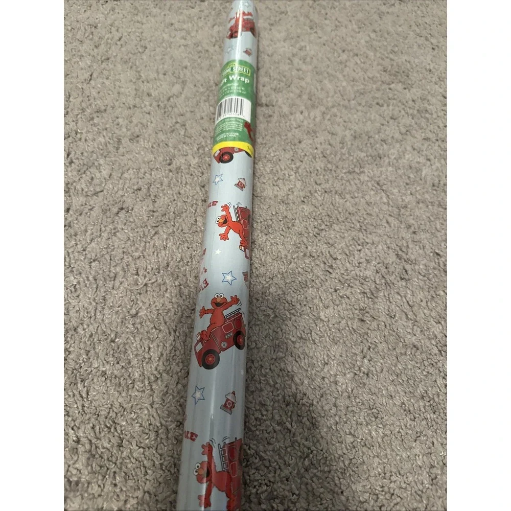 VTG Sesame Street Any Occasion Elmo FireTruck Wrapping Paper 12.5' NEW SEALED